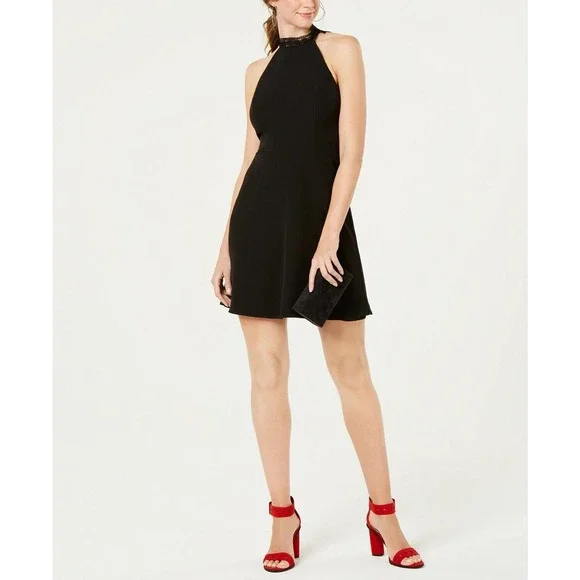 Cooper 19 | Dresses | 9 Cooper Crochet Trim Black Fit And Flare Dress Size  L Juniors | Poshmark